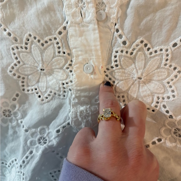Talbots white embroidered lace eyelet blouse top size S - Picture 4 of 6